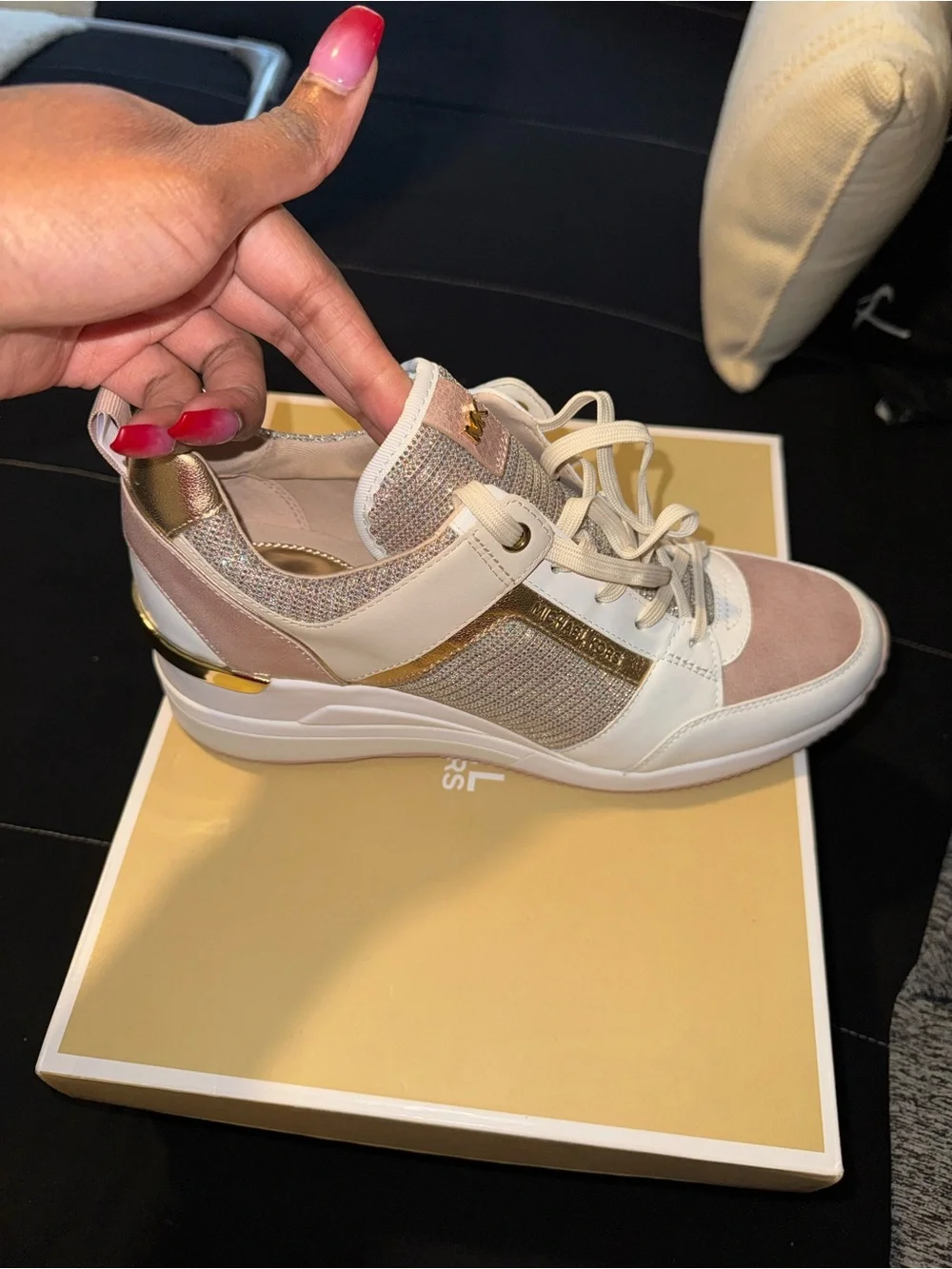 Michael Kors Women's Metallic Rose Gold and White Sneakers